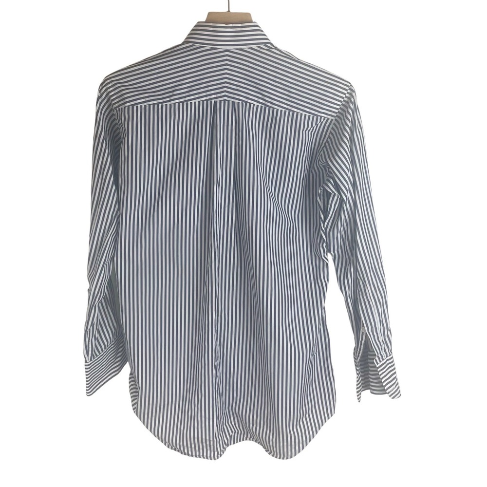 Claridge King Womens Blue White Striped Cotton Button Down Shirt Size S - Picture 2 of 4